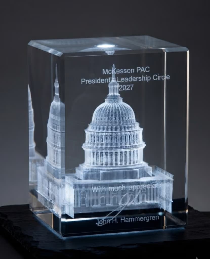 Crystal awards crafted by Peter Johansson