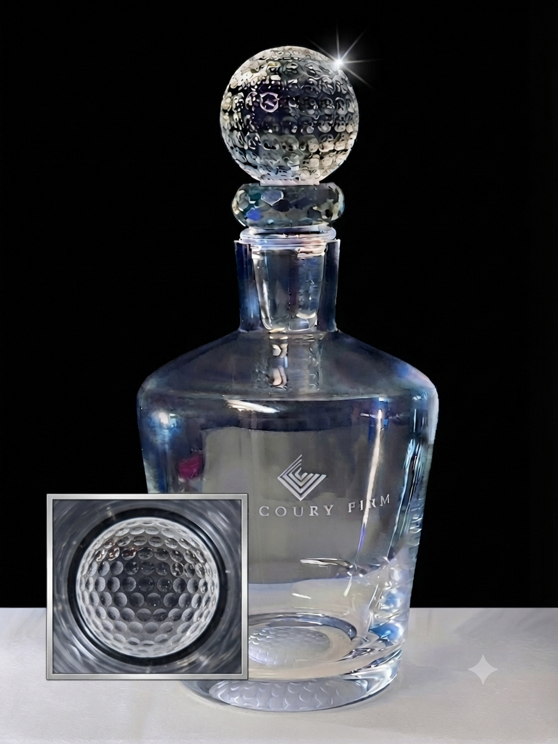 Featured crystal golf decanter award for tournament and championship recognition