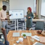 an employee giving a presentation