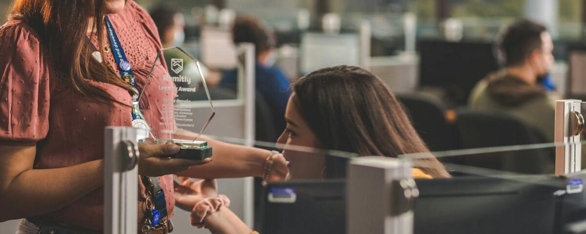 awarding an employee for her hard work